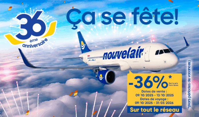 Nouvelair fête ses 36 ans avec une offre exceptionnelle : -36 % sur tous ses vols !