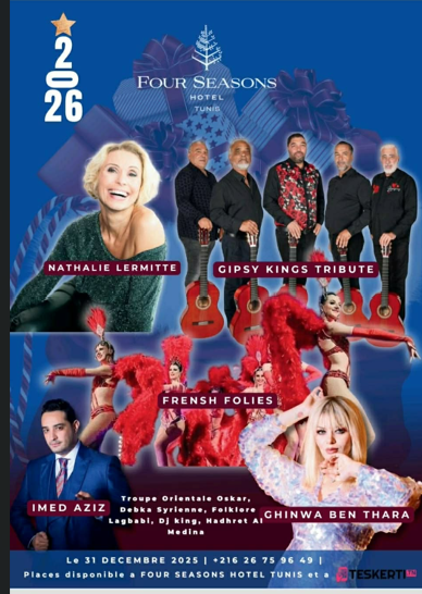 Un réveillon d’exception : Gipsy Kings Tributo et Nathalie Lermitte enflamment le Four Seasons Hotel Tunis